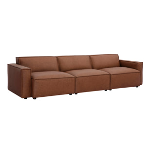 Canapé modulable vintage 4 places en cuir marron SPLIT
