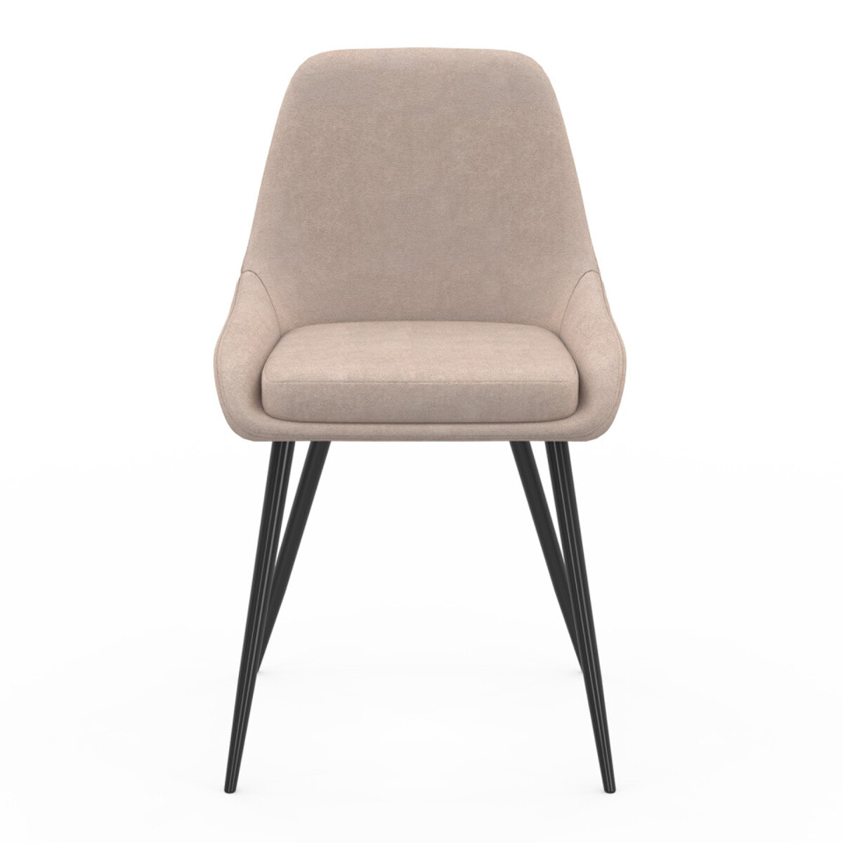 Chaises Ornella tissu taupe et pieds métal - lot de 4