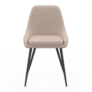 Chaises Ornella tissu taupe et pieds métal - lot de 4