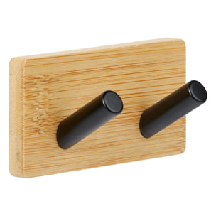 Patère adhésive "Stiky" en métal et bambou