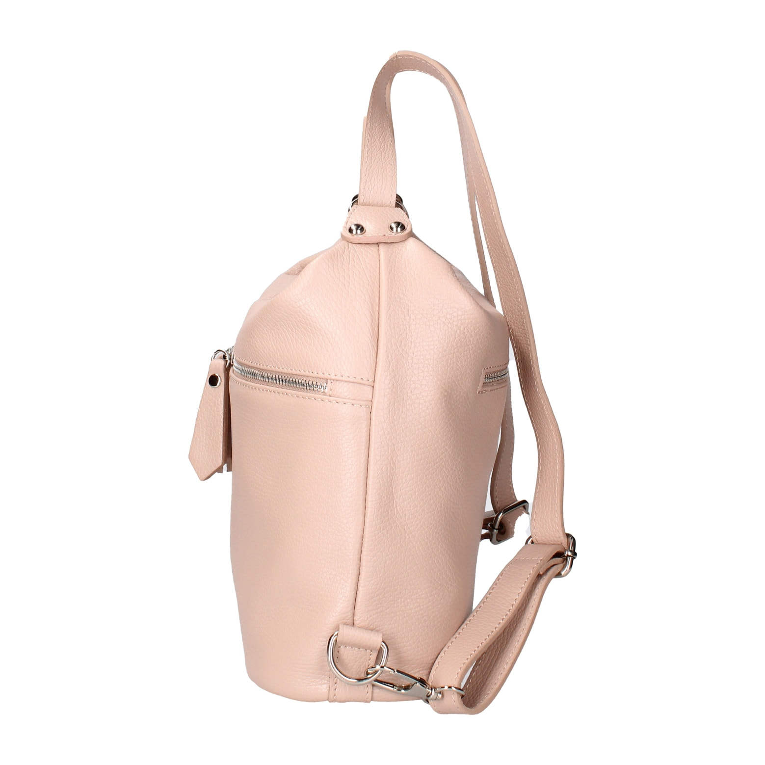 Borsa a spalla convertibile in zaino Bianca da donna In Vera pelle Made in Italy 30x26x9 cm