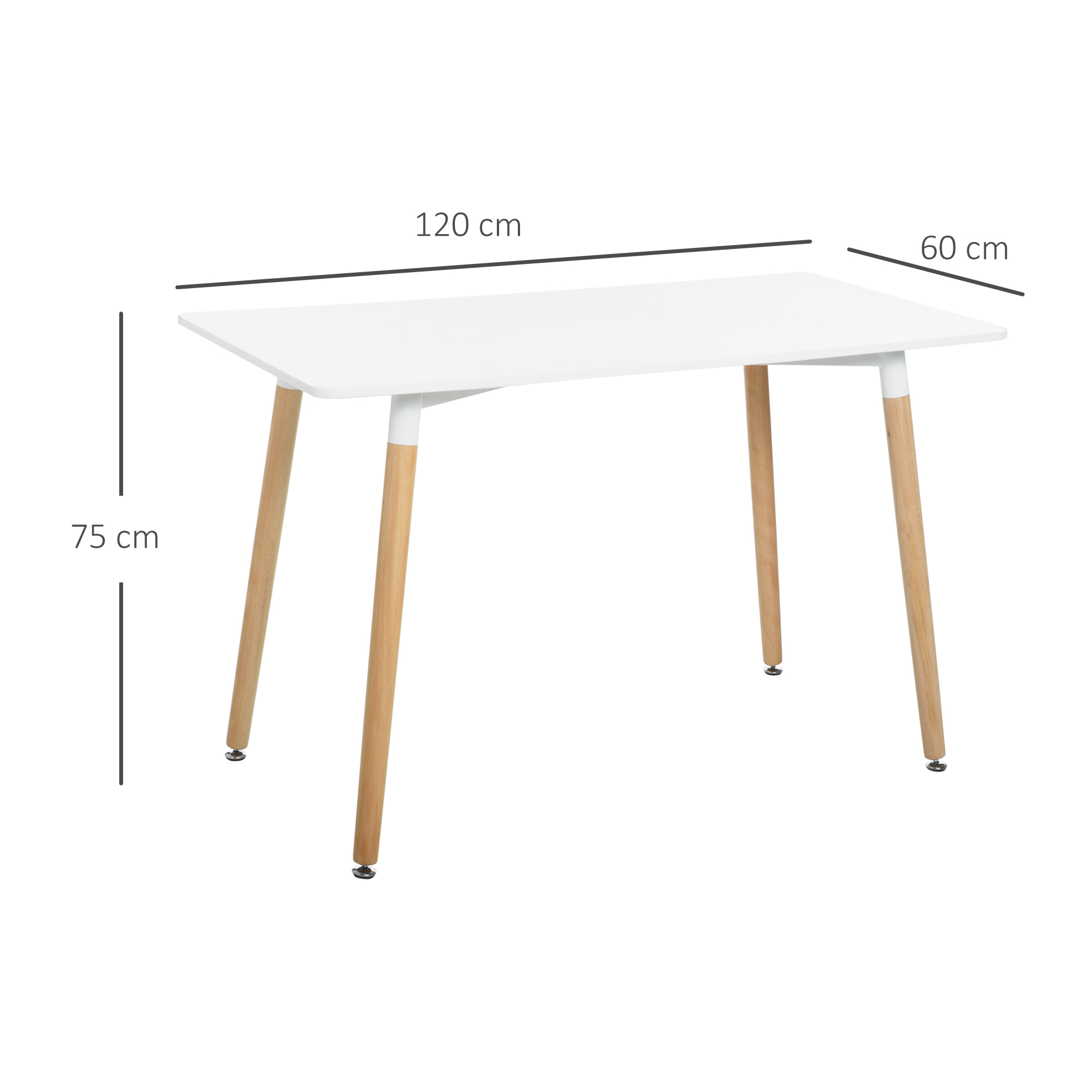 Mesa de Comedor Nórdico de Metal y Maderab 120x60x75cm Blanco