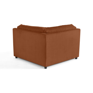Garance - module d'assise d'angle réversible - en velours côtelé - Terracotta