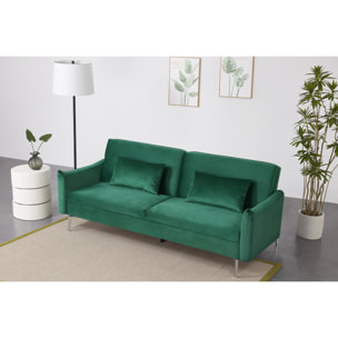 Canapé design convertible 3 places en velours vert SALLY