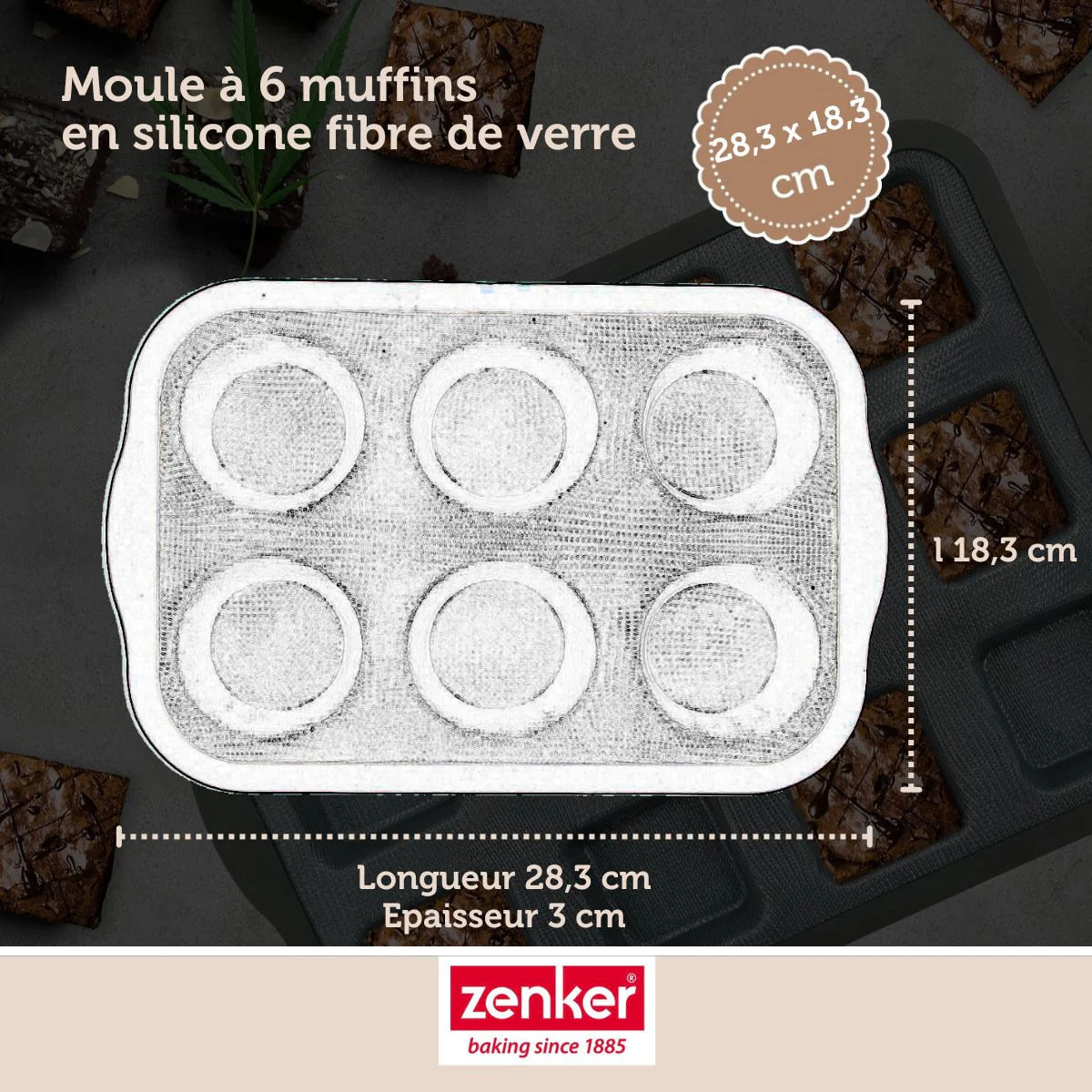 Set pâtisserie avec moule à 6 muffins silicone, 2 bols à mixer, verre mesureur et spatule Zenker
