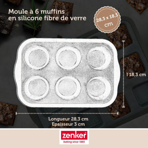Set pâtisserie avec moule à 6 muffins silicone, 2 bols à mixer, verre mesureur et spatule Zenker