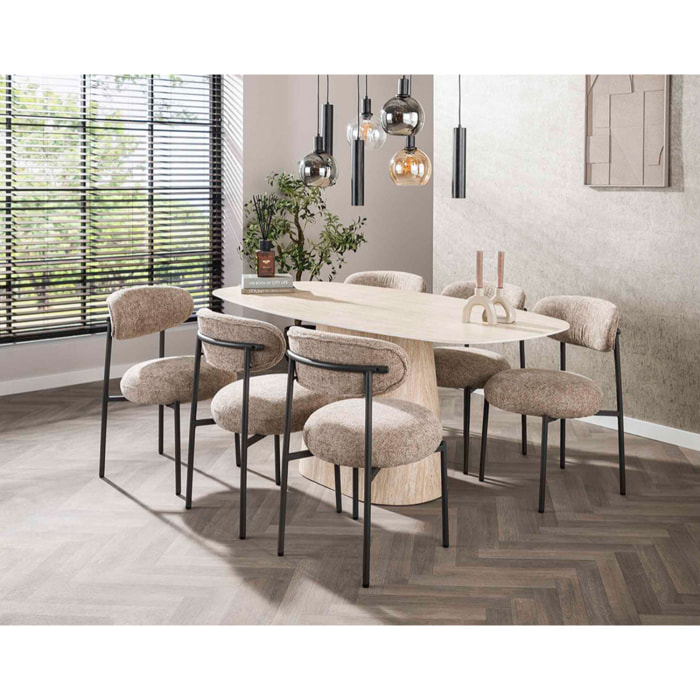 Aubin - table à manger - effet travertin - 4 à 6 personnes - Beige