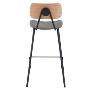 Lot de 2 chaises pour îlot central 65 cm en cuir synthétique gris - Madrague