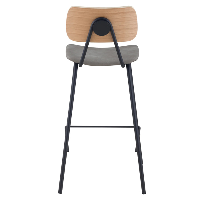 Lot de 2 chaises pour îlot central 65 cm en cuir synthétique gris - Madrague