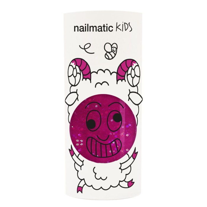 Sheepy - Vernis Enfant Formulé à Base d'Eau - Framboise Transparent Pailleté 8 ml