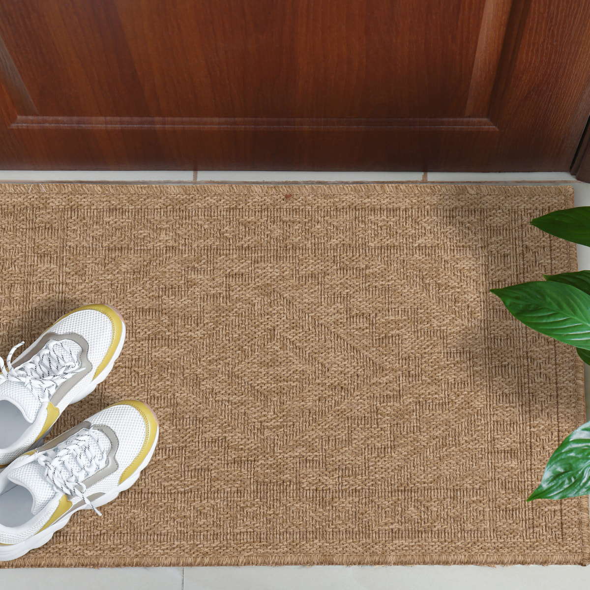 Nature - tapis aspect jute à motifs losanges beige