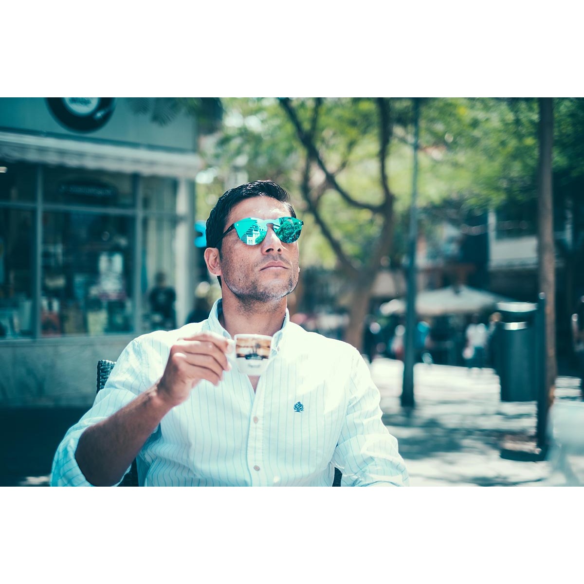 Gafas de sol PALO ALTO RIGA - Negro mate / Plana revo azul cielo
