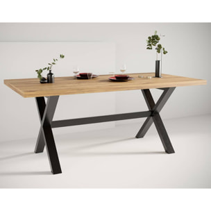 Woody - table à manger - chêne et hêtre massif - 180 cm - Bois / Noir