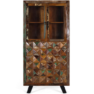 Vitrina de Madera Reciclada 90 Cm Estilo Industrial Moderno