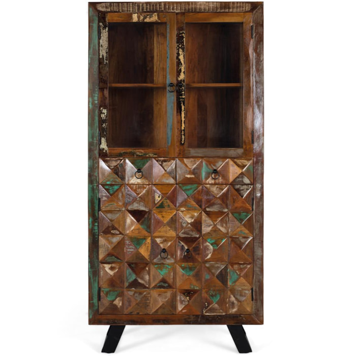 Vitrina de Madera Reciclada 90 Cm Estilo Industrial Moderno