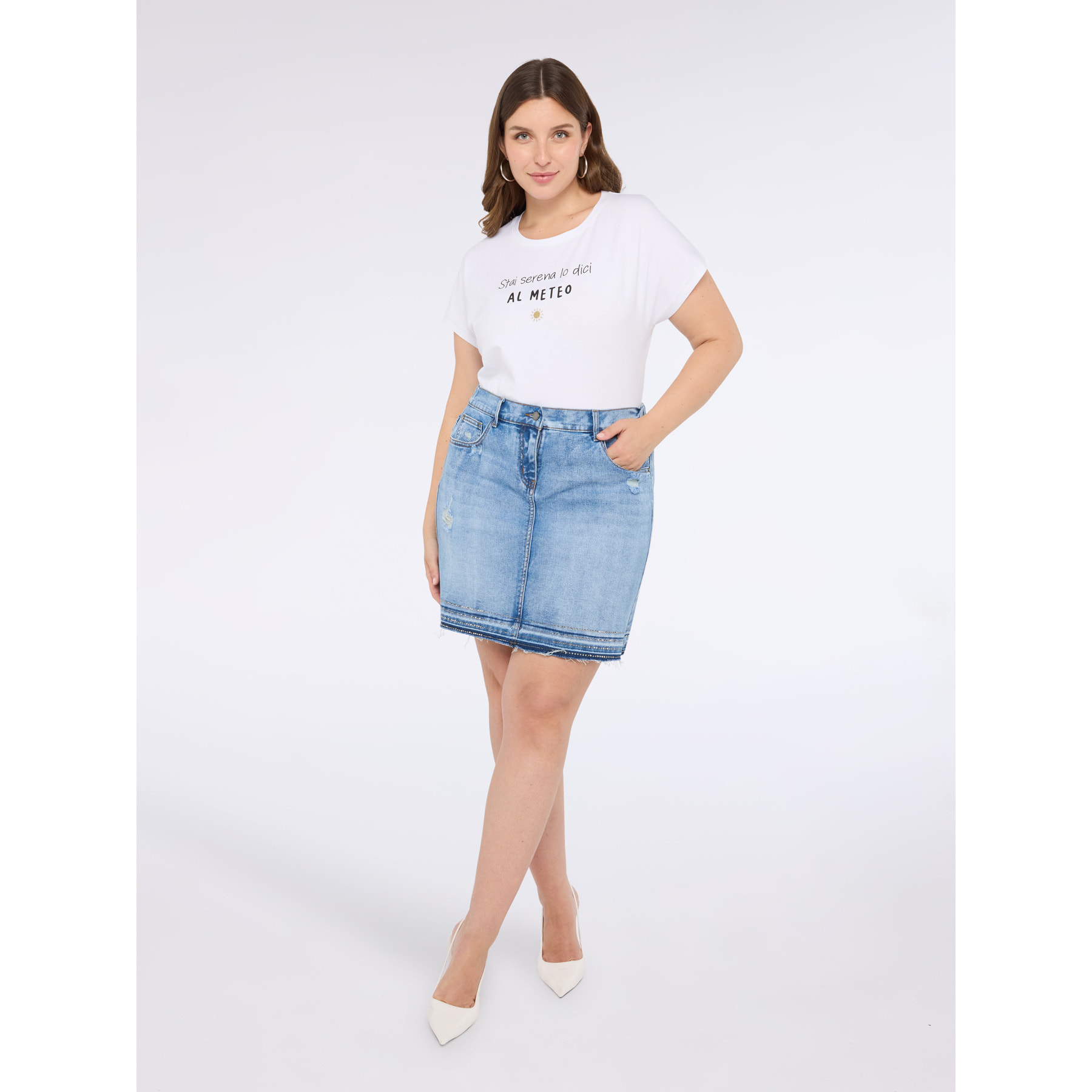 Fiorella Rubino - T-shirt in jersey con frase divertente - Bianco