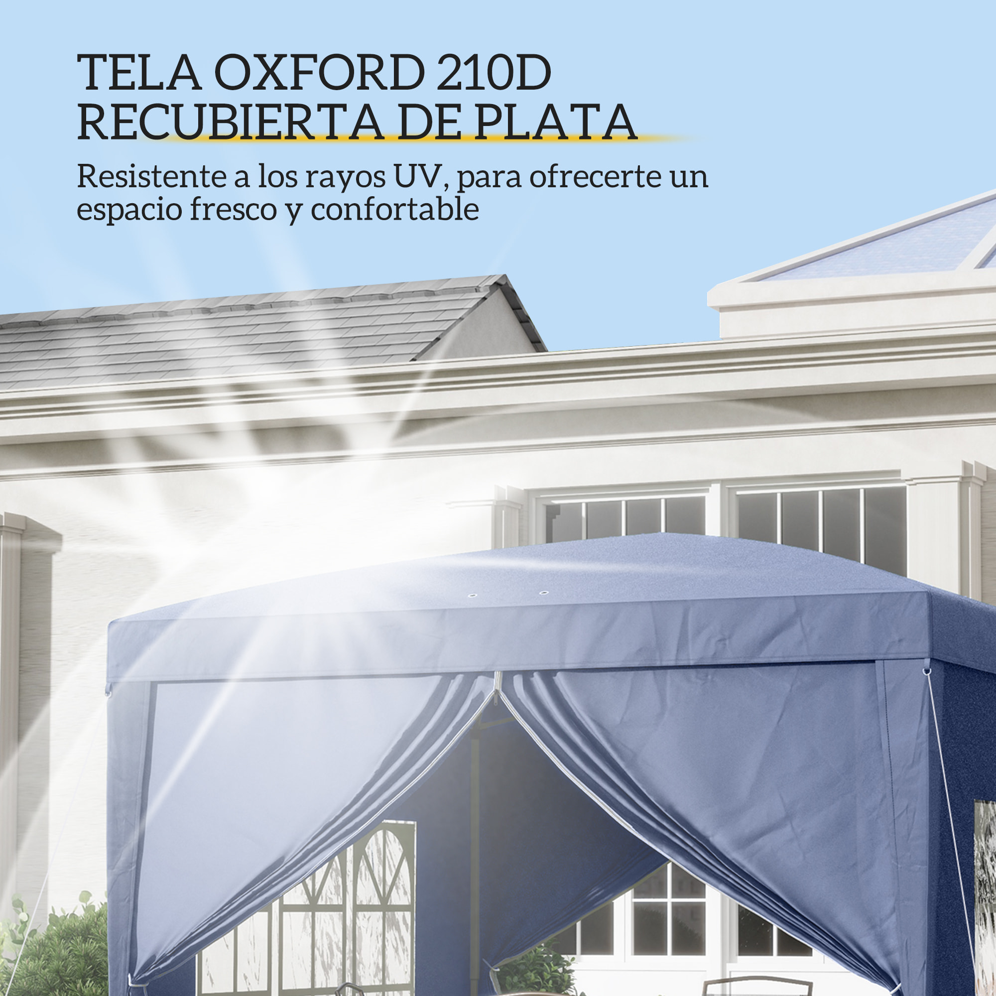 Carpa Plegable Pop-up Gazebo 3x3 m Cenador Plegable con 4 Paredes Laterales Anti-UV y Bolsa de Transporte para Camping Fiestas Azul