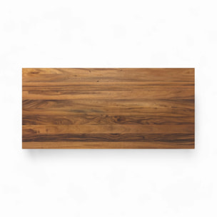 Table et chaises 8 personnes en cuir synthétique noir et bois - Surdiman