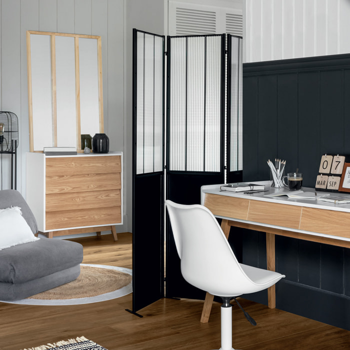 Paravent "Atelier" métal et verre H170cm