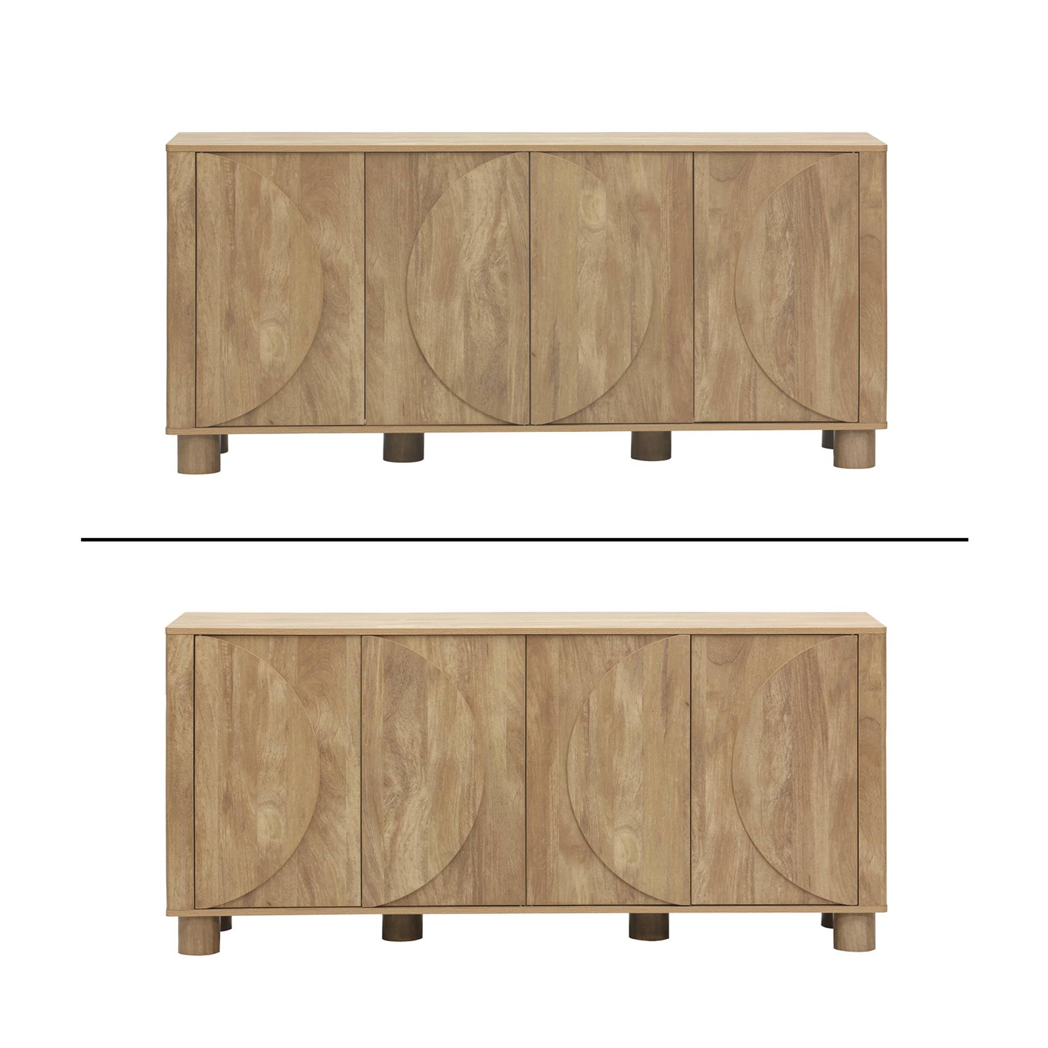 Buffet décor bois 4 portes 155cm PONDI