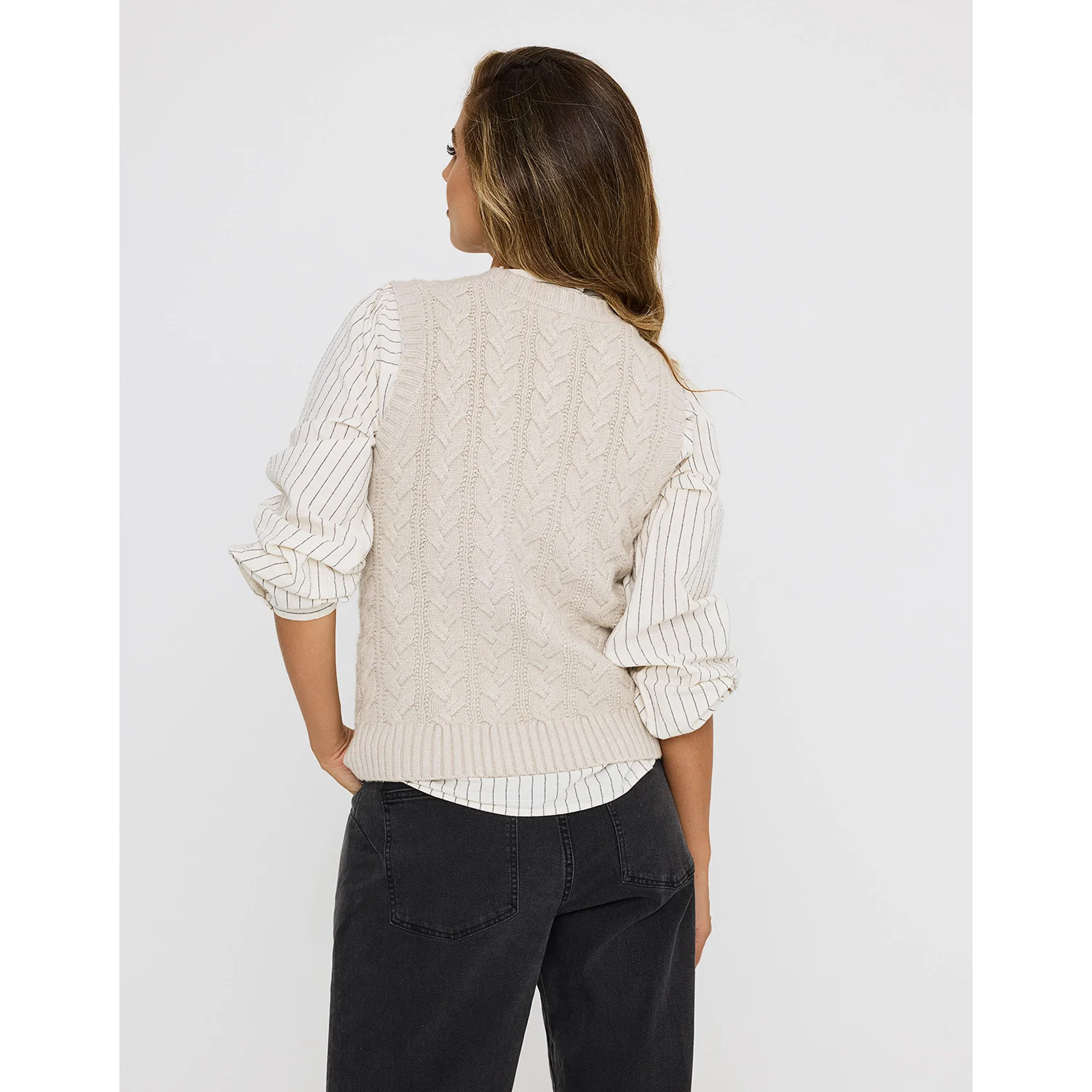 Chaleco Punto Grueso Beige - Alpica