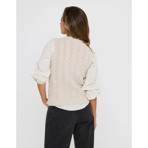 Chaleco Punto Grueso Beige - Alpica