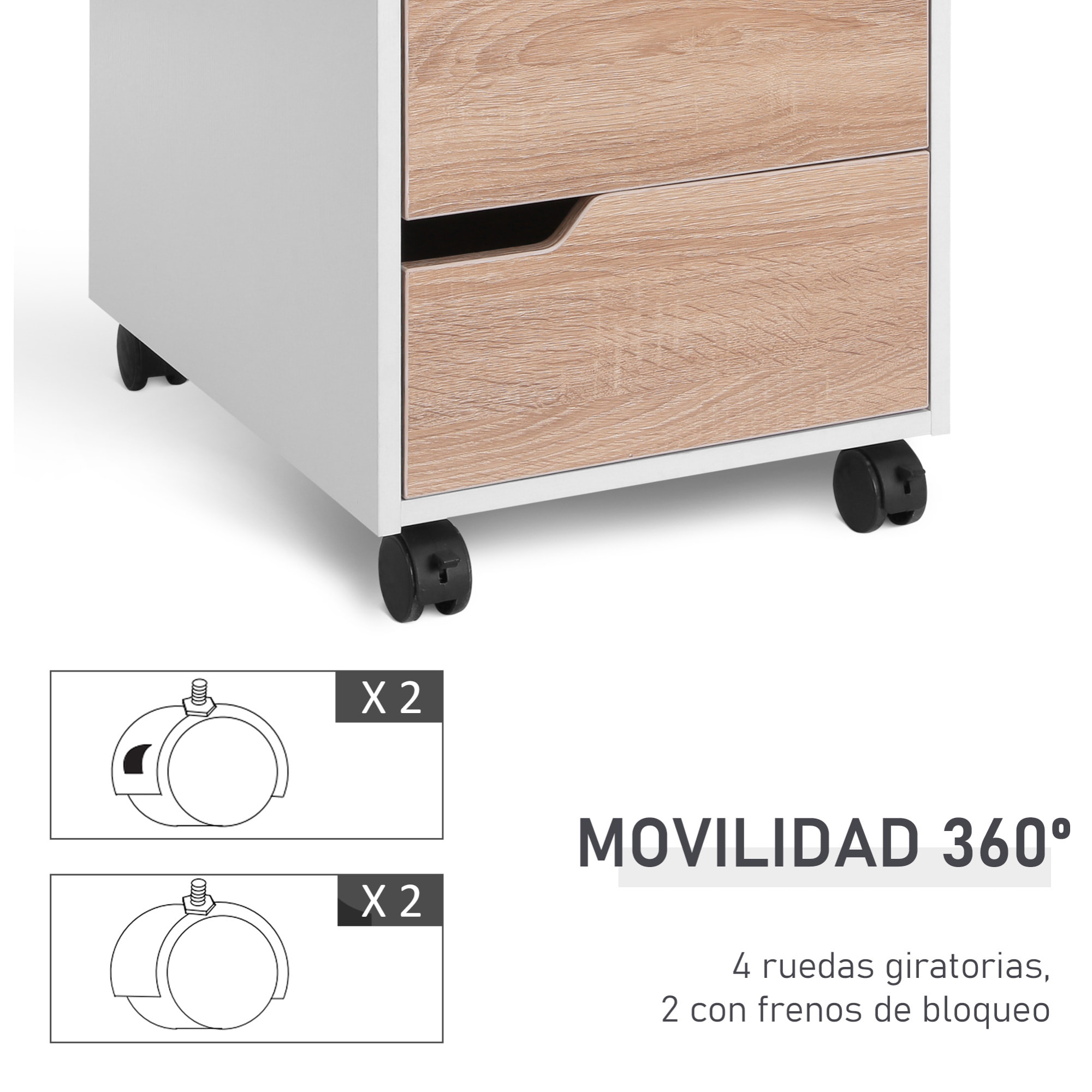 Armario Archivador con Ruedas de Madera MDF 40x50x57,5cm