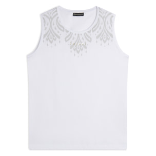 Canotta in jersey con stampa floreale sulle spalle