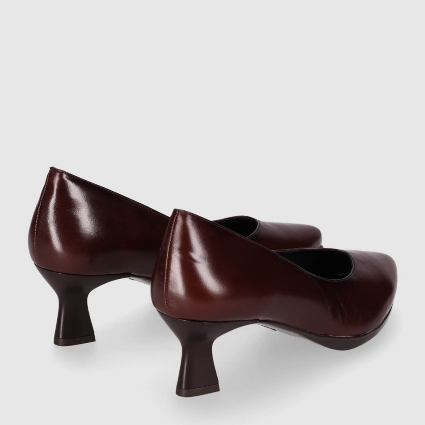 Zapatos de Piel - Marron - Tacón: 6 cm