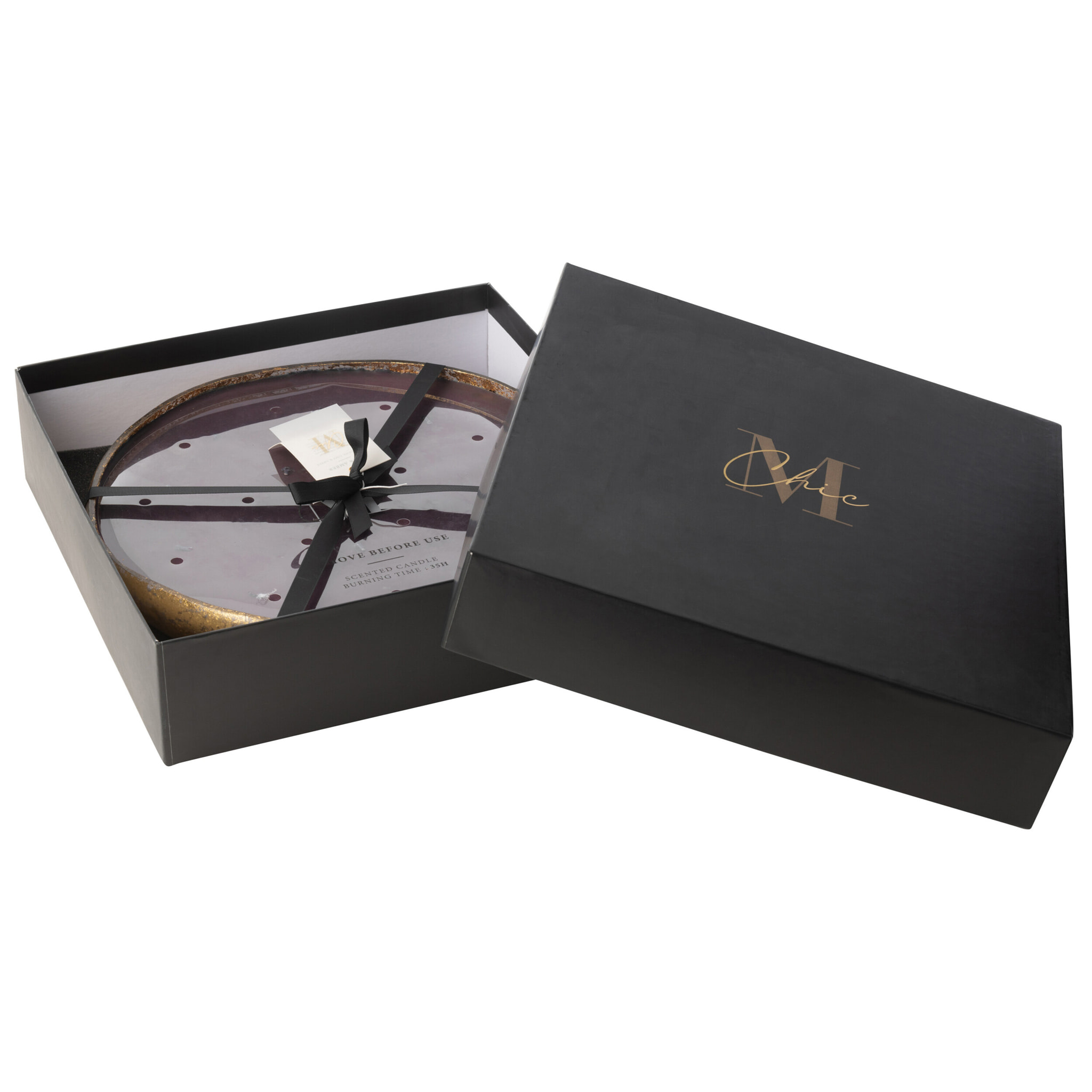 J-Line bougie parfumée M-Chic - Oud & Amber - verre - or/noir - extra large - 35H