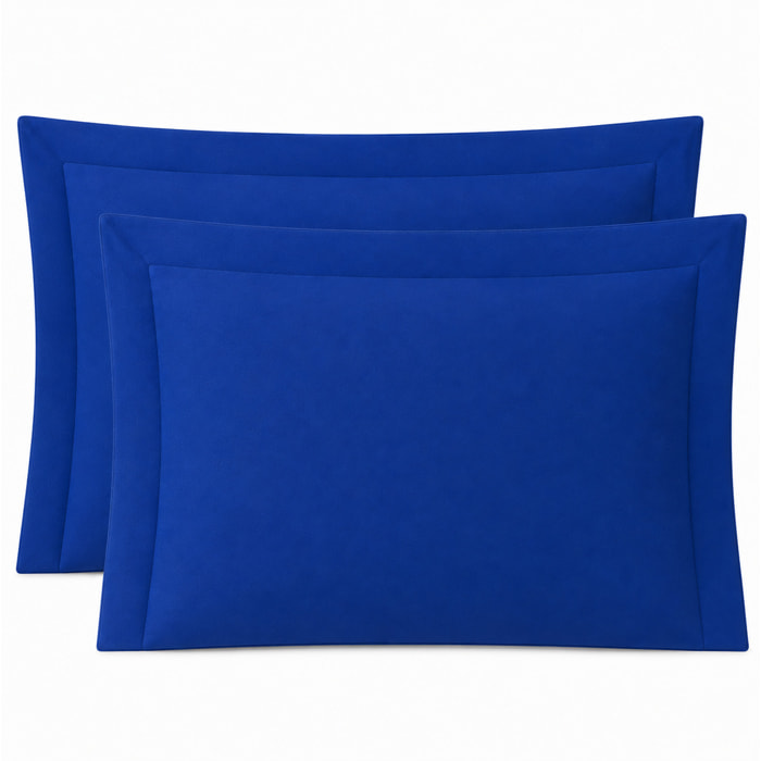 SARTORIALE Coppia Federe 3 Volani Elegance Tinta Unita in Percalle_52x82_Blu Royal