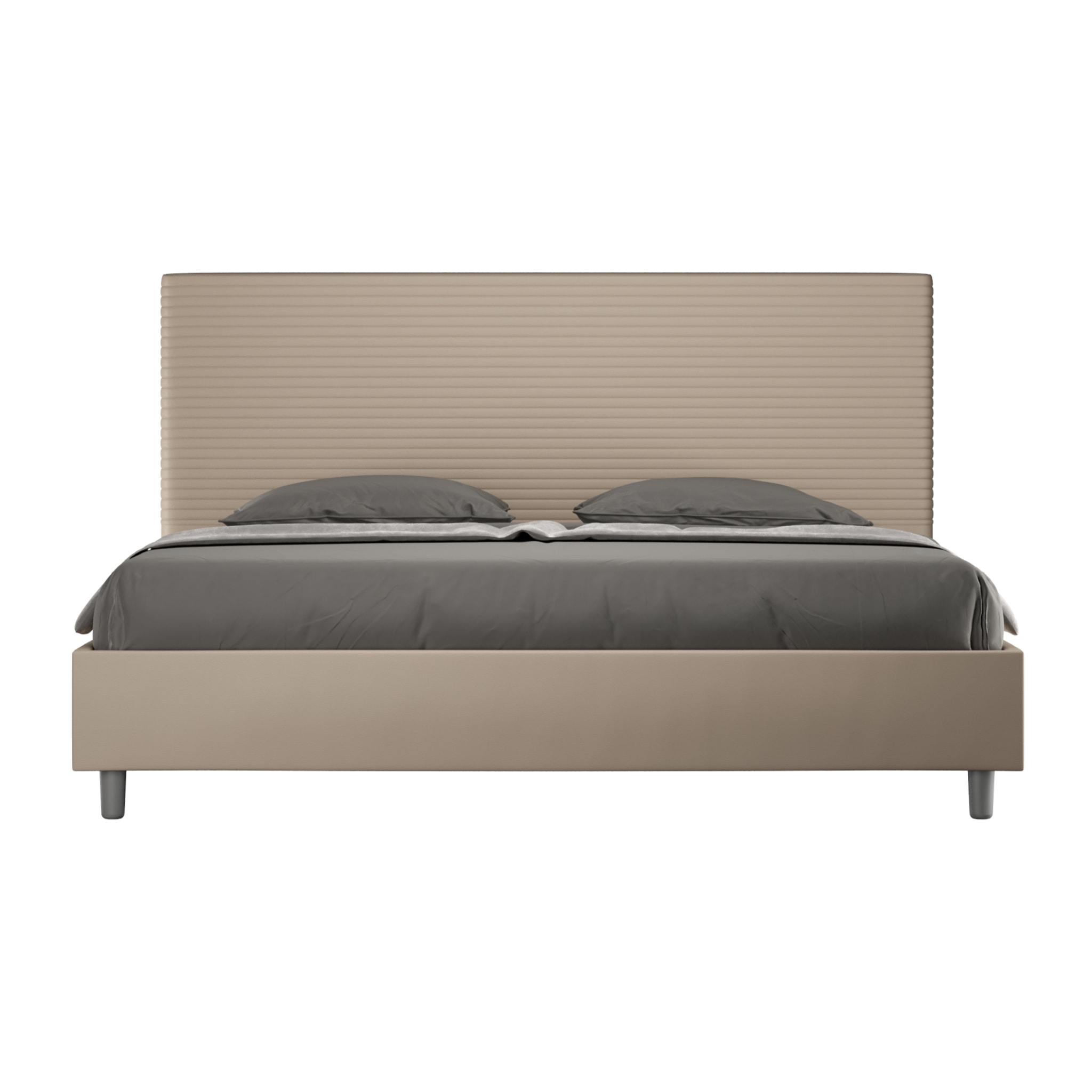 Letto matrimoniale king size con rete imbottito 180x190 similpelle tortora Focus