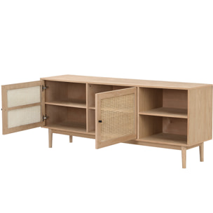 Buffet 2 portes en cannage et bois - EDEN