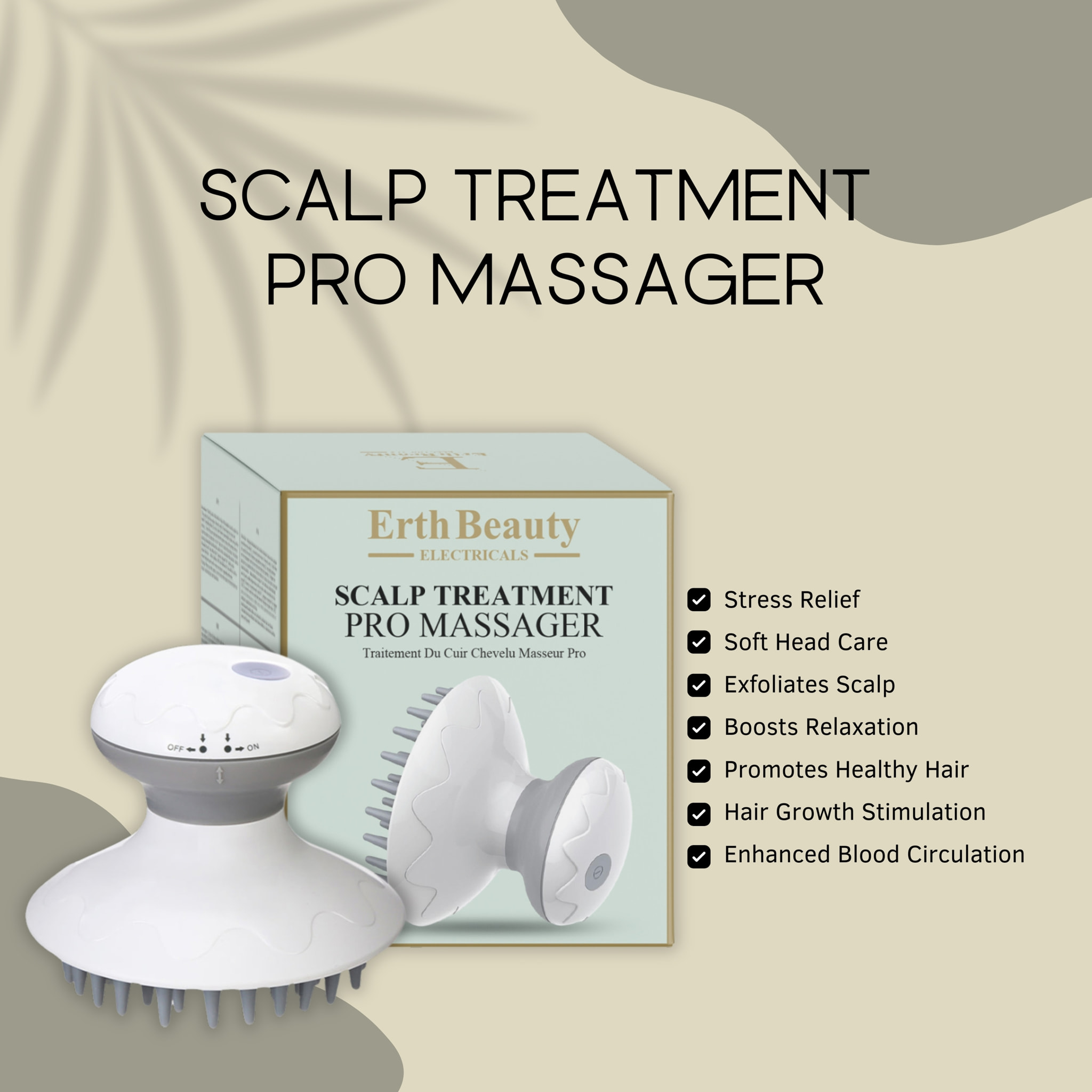 Masajeador profesional del cuero cabelludo para tratamiento.