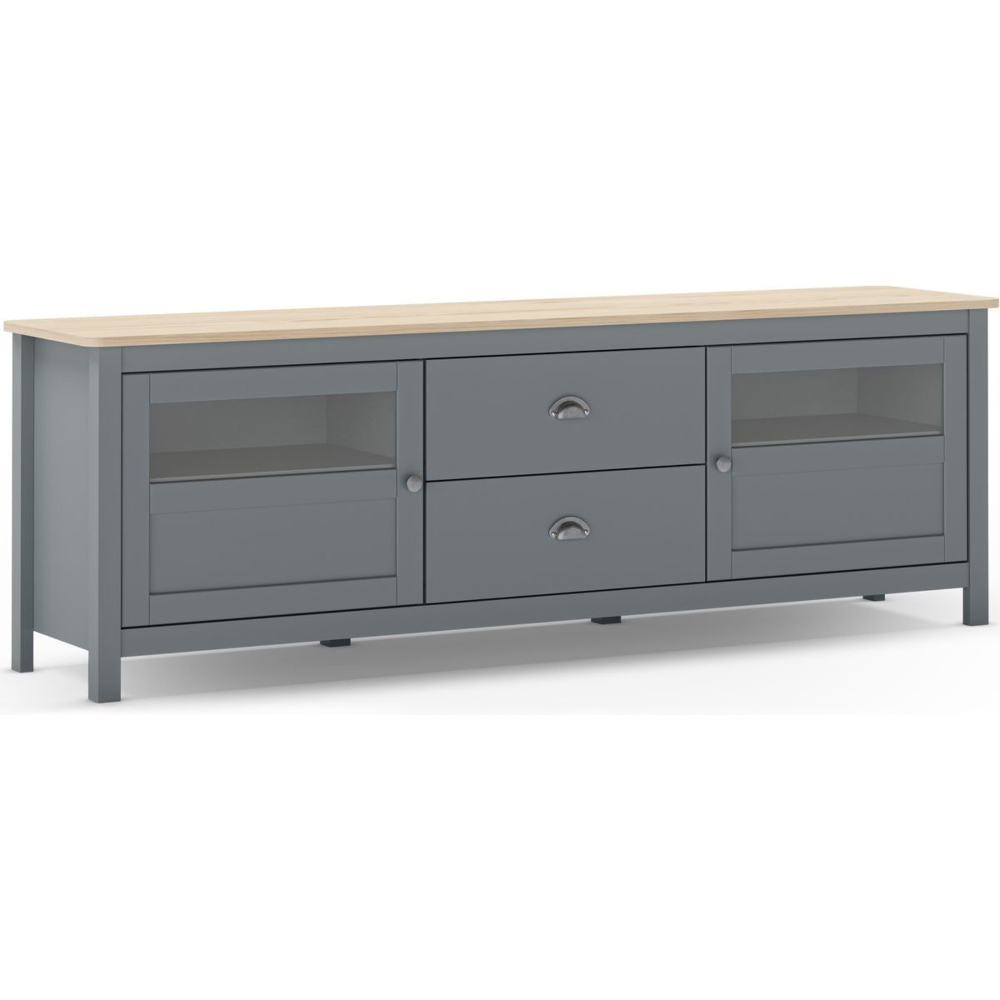 Meuble TV 2 portes 2 tiroirs en bois - MACHA