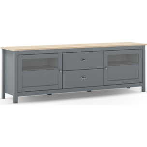 Meuble TV 2 portes 2 tiroirs en bois - MACHA