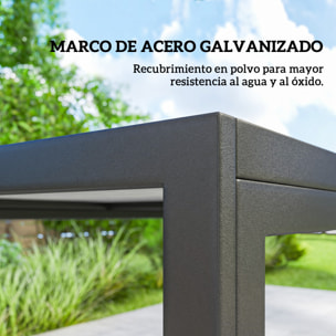 Conjunto de Mesa y Sillas Jardín de 7 Piezas, Muebles de Jardín Exterior con Mesa de Efecto Madera y 6 Sillas con Asiento Transpirable, Marco de Acero Galvanizado, para Terraza, Patio, Caqui
