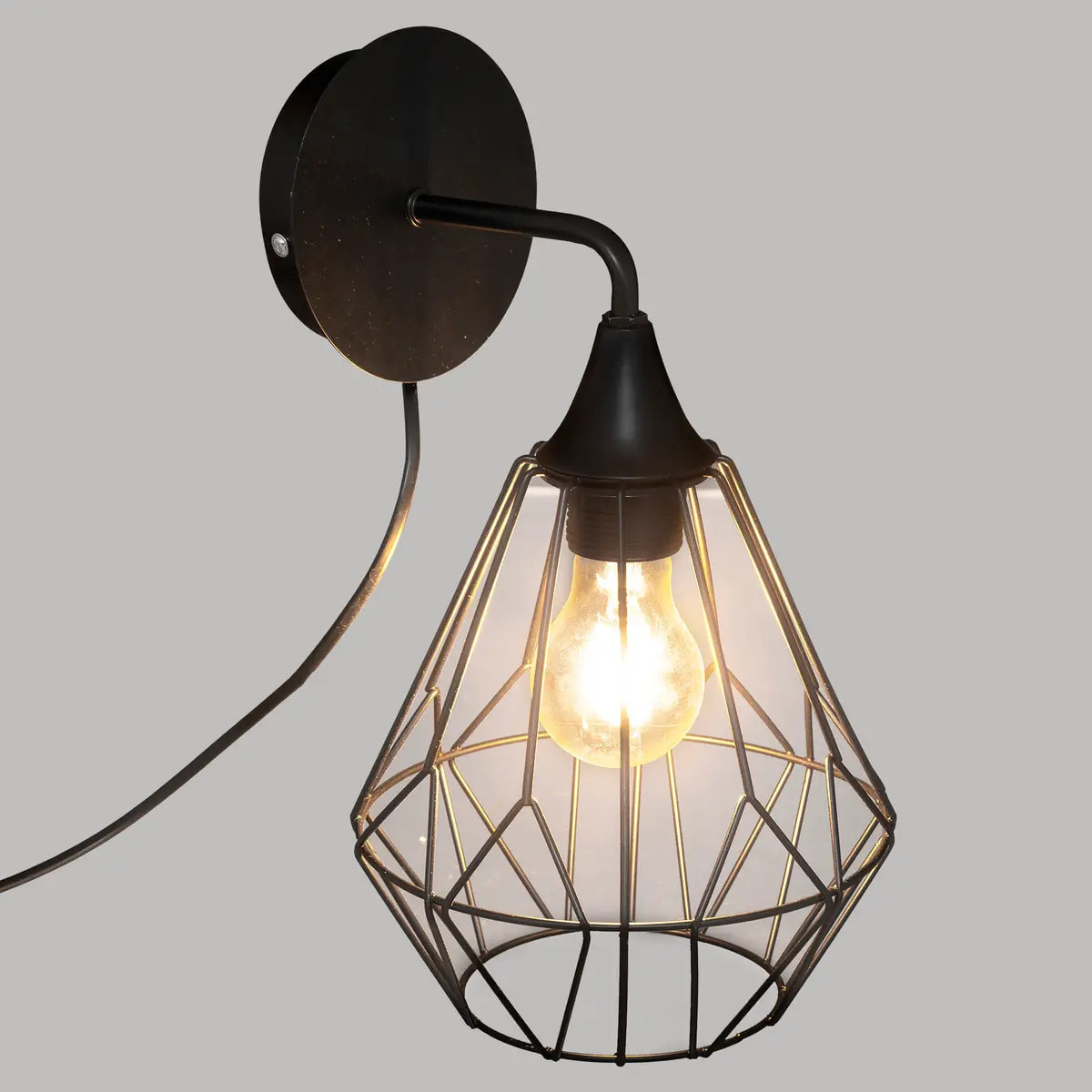 Applique murale "Flave" - métal et cuivre - noir - D19 cm