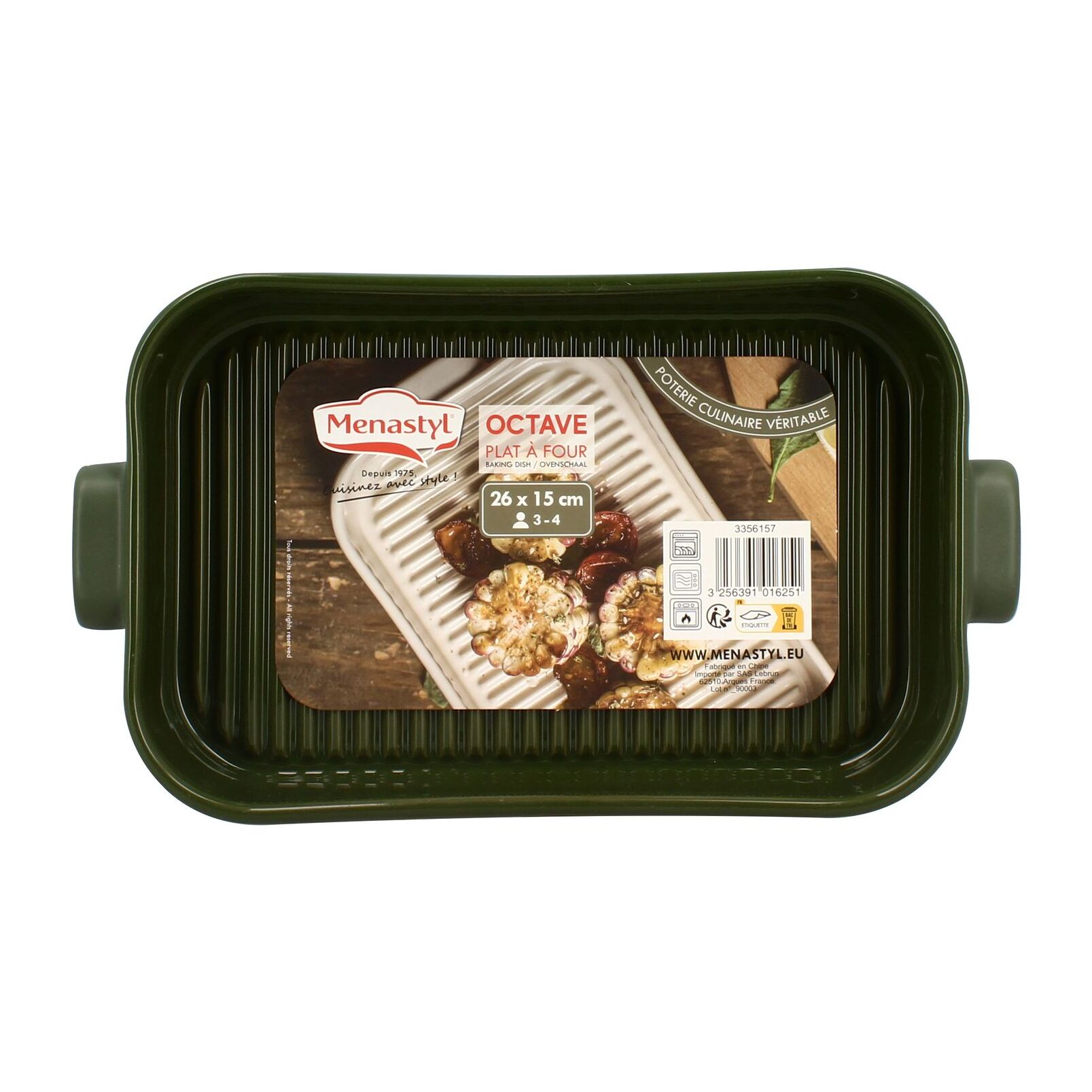 Plat à four grille en grès vert OCTAVE