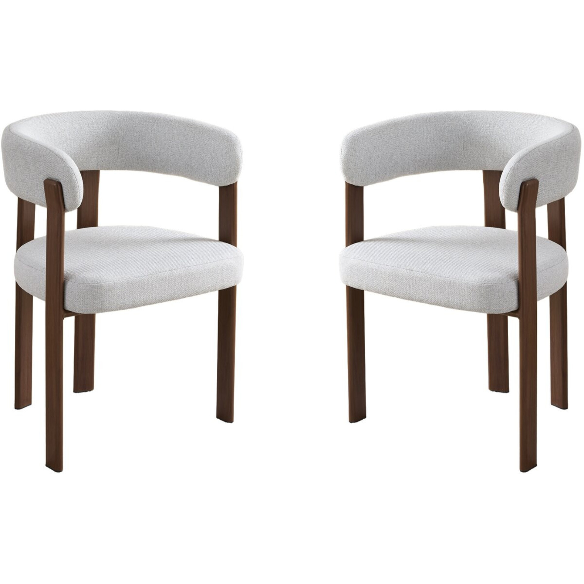Lot de 2 chaises de salle à manger avec accoudoirs "Opale" - Gris clair