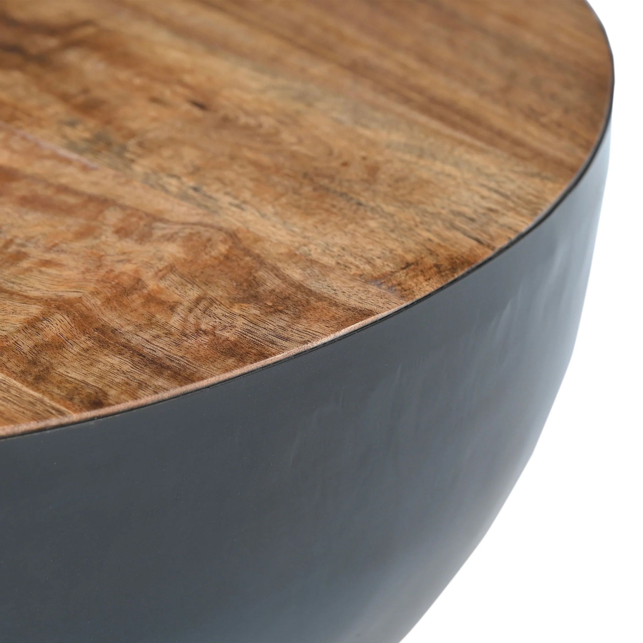 Table basse ronde en bois massif et métal D70 cm - Tajy