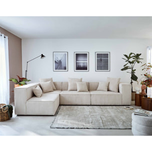 Colombine - canapé modulable d'angle gauche - 6 places - en velours côtelé - Beige