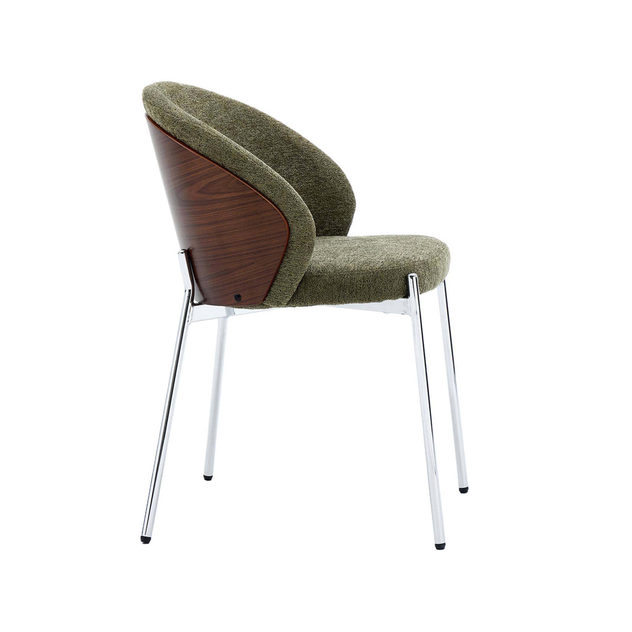 Chaise bois de peuplier teinté noyer, acier et tissu texturé (lot de 2) PAUL