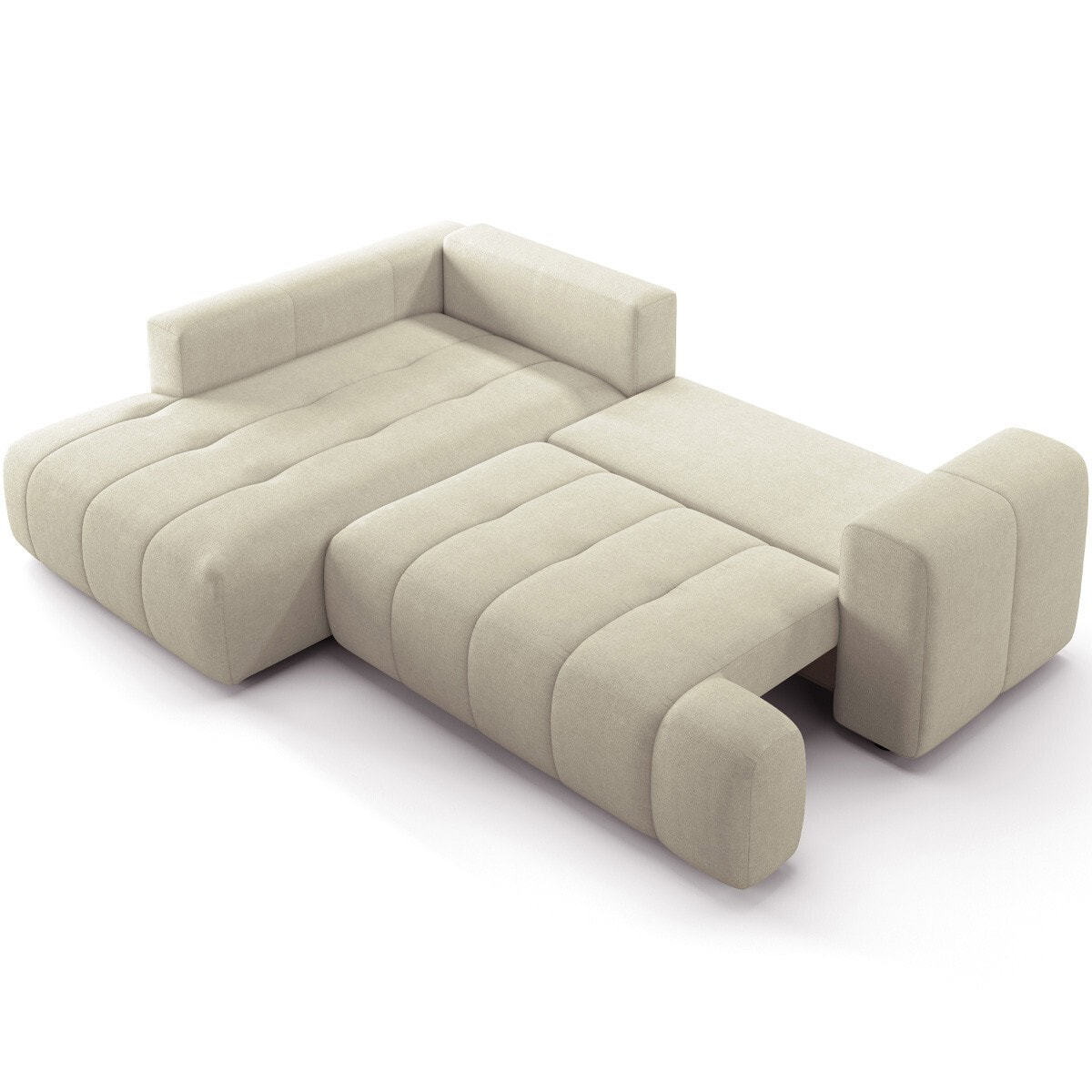 Canapé d'angle gauche convertible 4 places en tissu chenille - ouverture rapide - BRERA