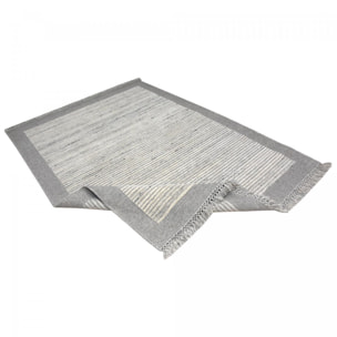 Tapis entièrement noué à la mains en laine motif Ligne grises