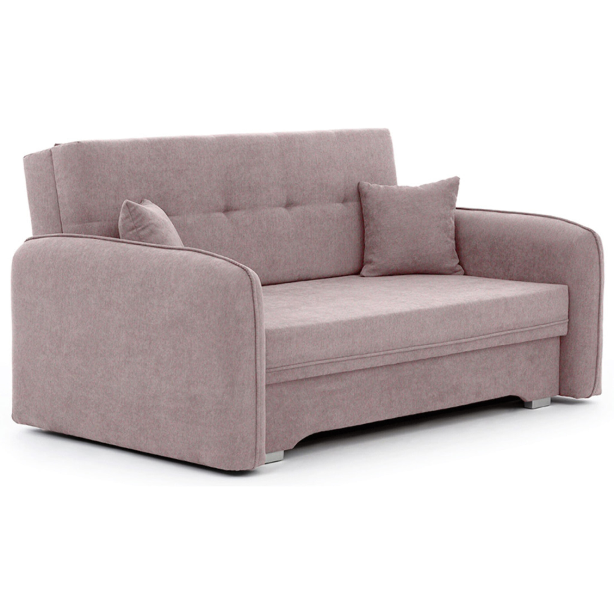 Michelle - canapé droit 3 places convertible avec coffre en velours - Rose