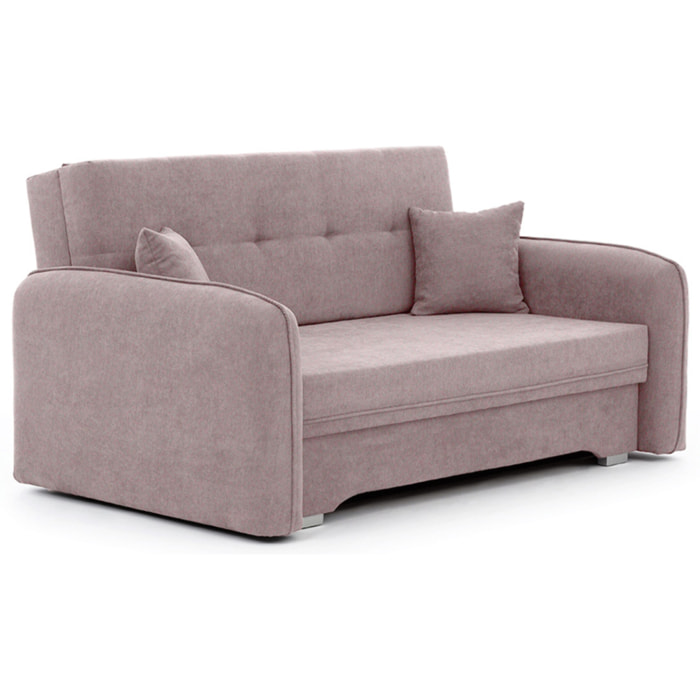 Michelle - canapé droit 3 places convertible avec coffre en velours - Rose