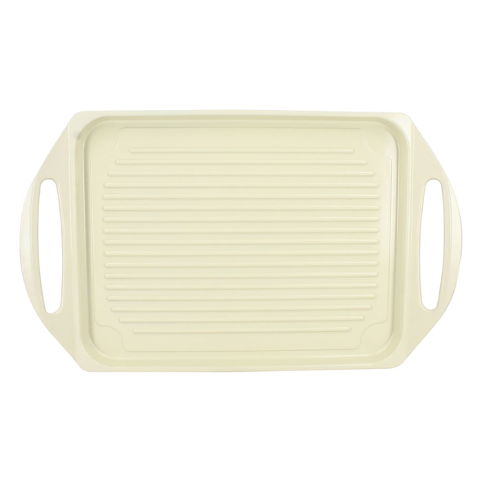 Plaque cuisson 44x27cm en fonte aluminium crème induction avec grille