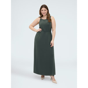 Fiorella Rubino - Vestito lungo in jersey con scollo sulla schiena - Verde militare