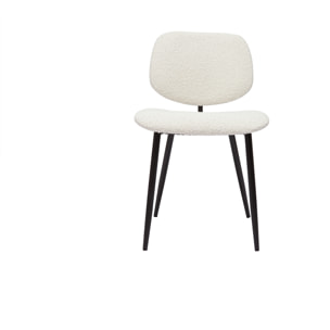 Chaises en tissu effet laine bouclée blanc et métal noir (lot de 2) TOBIAS